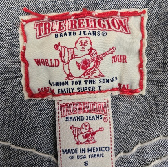 TRUE RELIGION " Emily" Dark Wash Blue Denim Jacket. Size Small - Picture 11 of 15